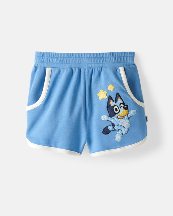 Flat lay of the Bluey Best Day Ever Dolphin Shorts