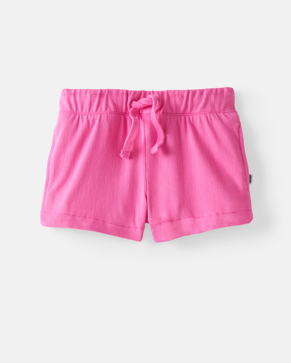 Flat lay of the Pink Spark Denim Shorts