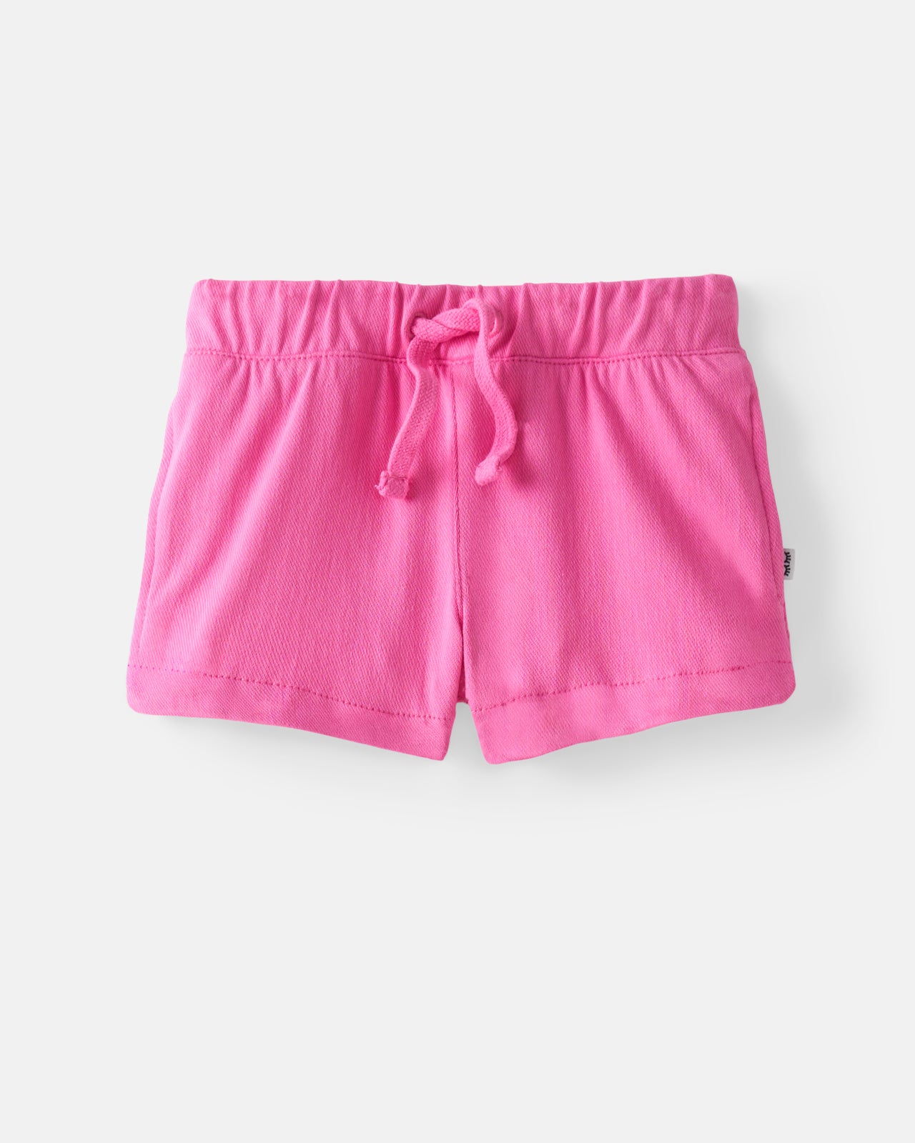 Flat lay of the Pink Spark Denim Shorts