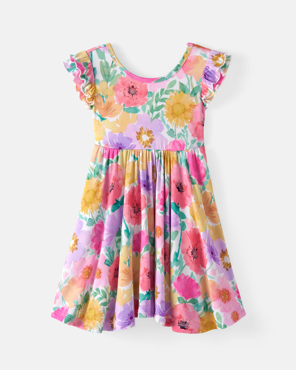 Flat lay of the Watercolor Meadow Flutter Twirl Dress