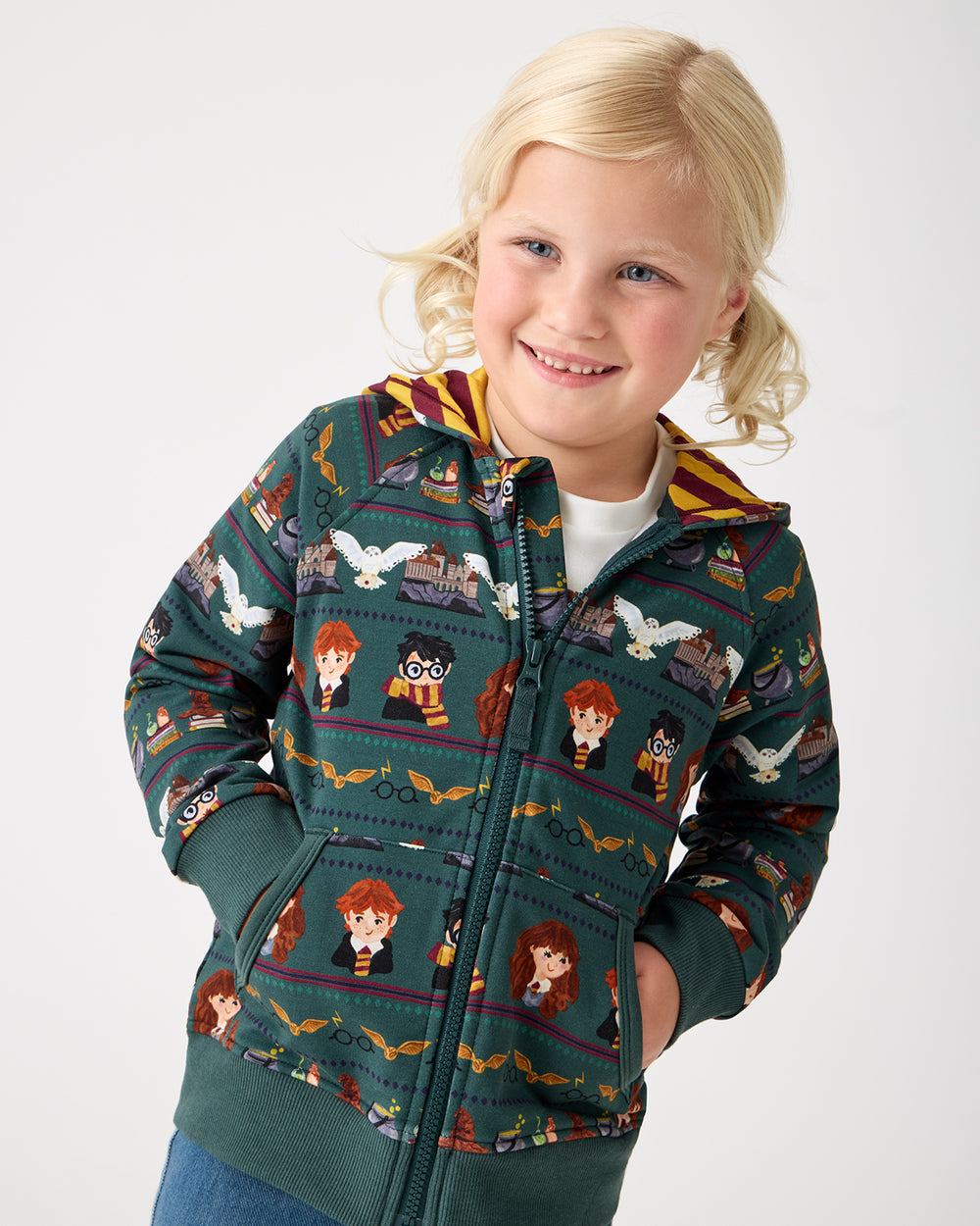 Girl wearing the Harry Potter™ Spellbinding Studies Zip Hoodie