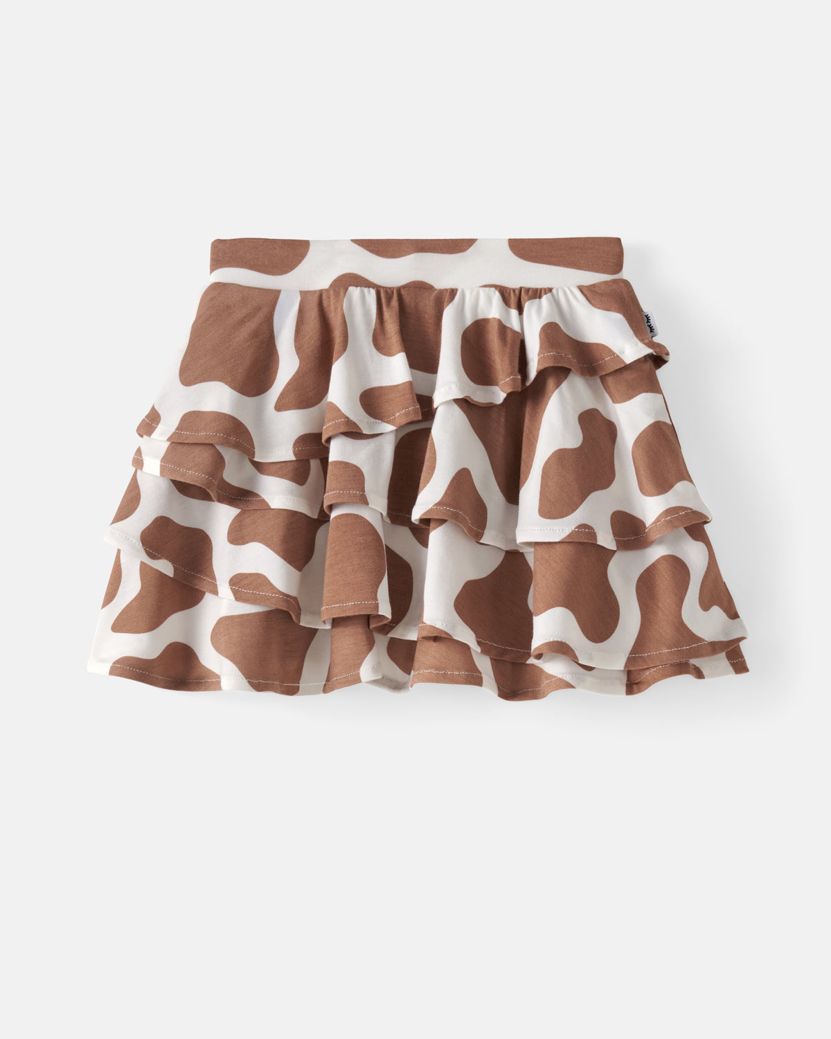 Flat lay of the Milk Chocolate Moo Crew Ruffle Skort