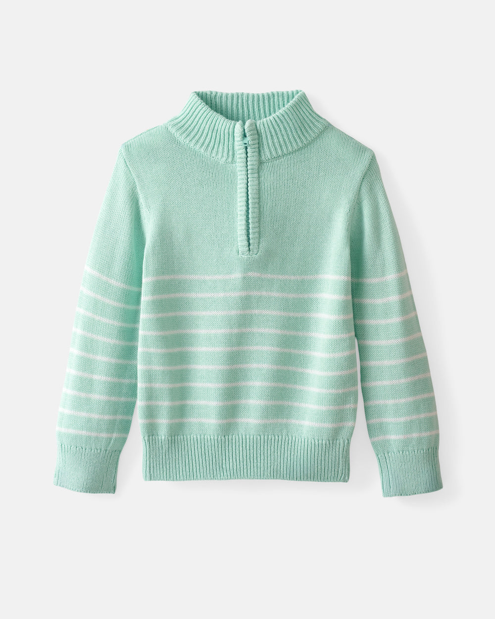 Flat lay of the Pastel Green Stripe Zip Sweater