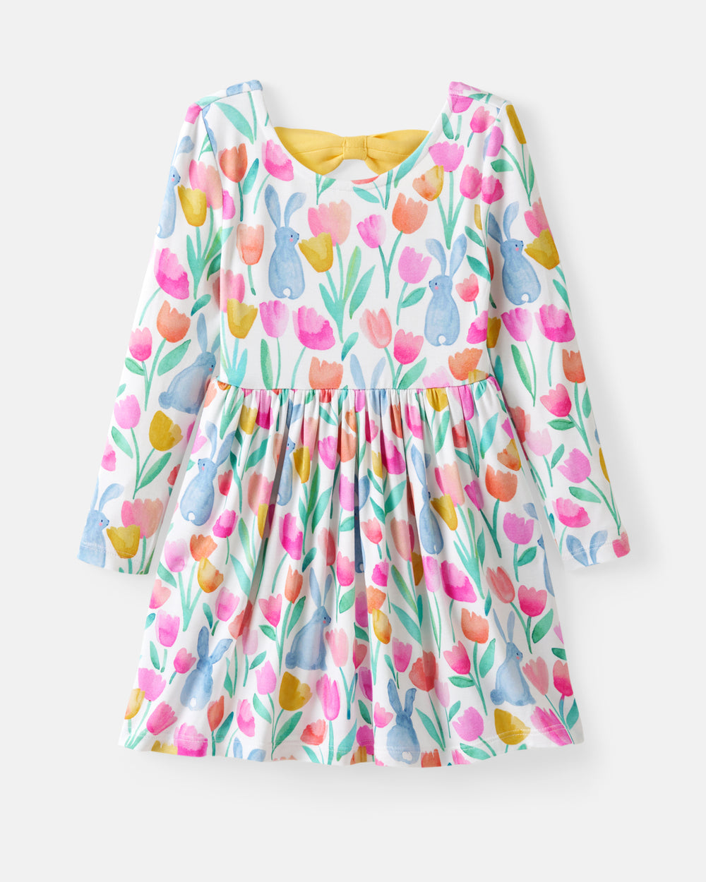 Flat lay of the Garden Hop Bow Back Skater Dress