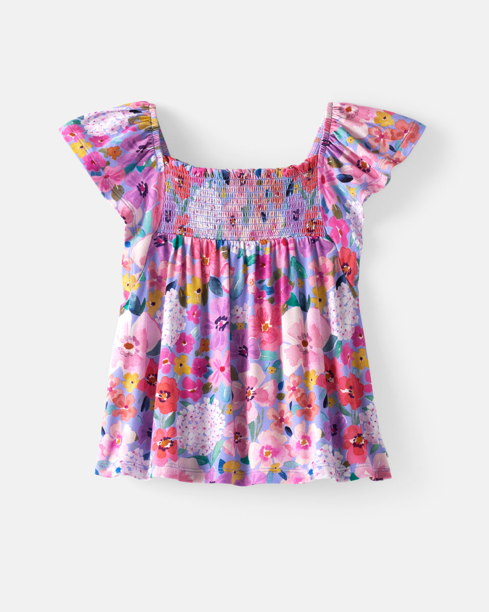 Flat lay of the Sweet Sprigs Smocked Flutter Top