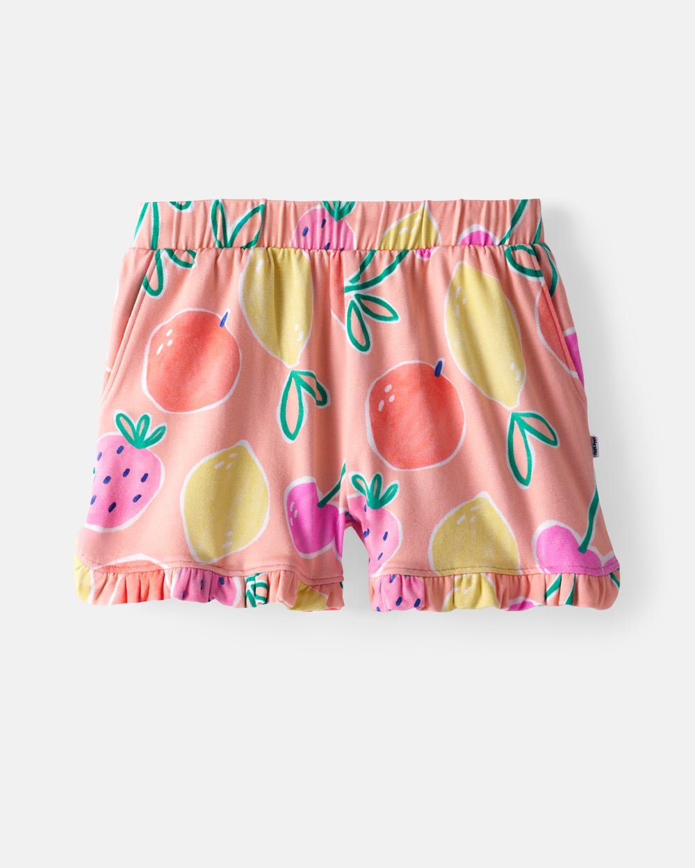Flat lay of the Fruit Frenzy Ruffle Shorts