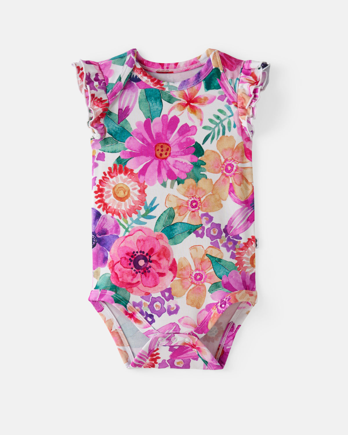 Flat lay of the Hibiscus Blooms Flutter Bodysuit