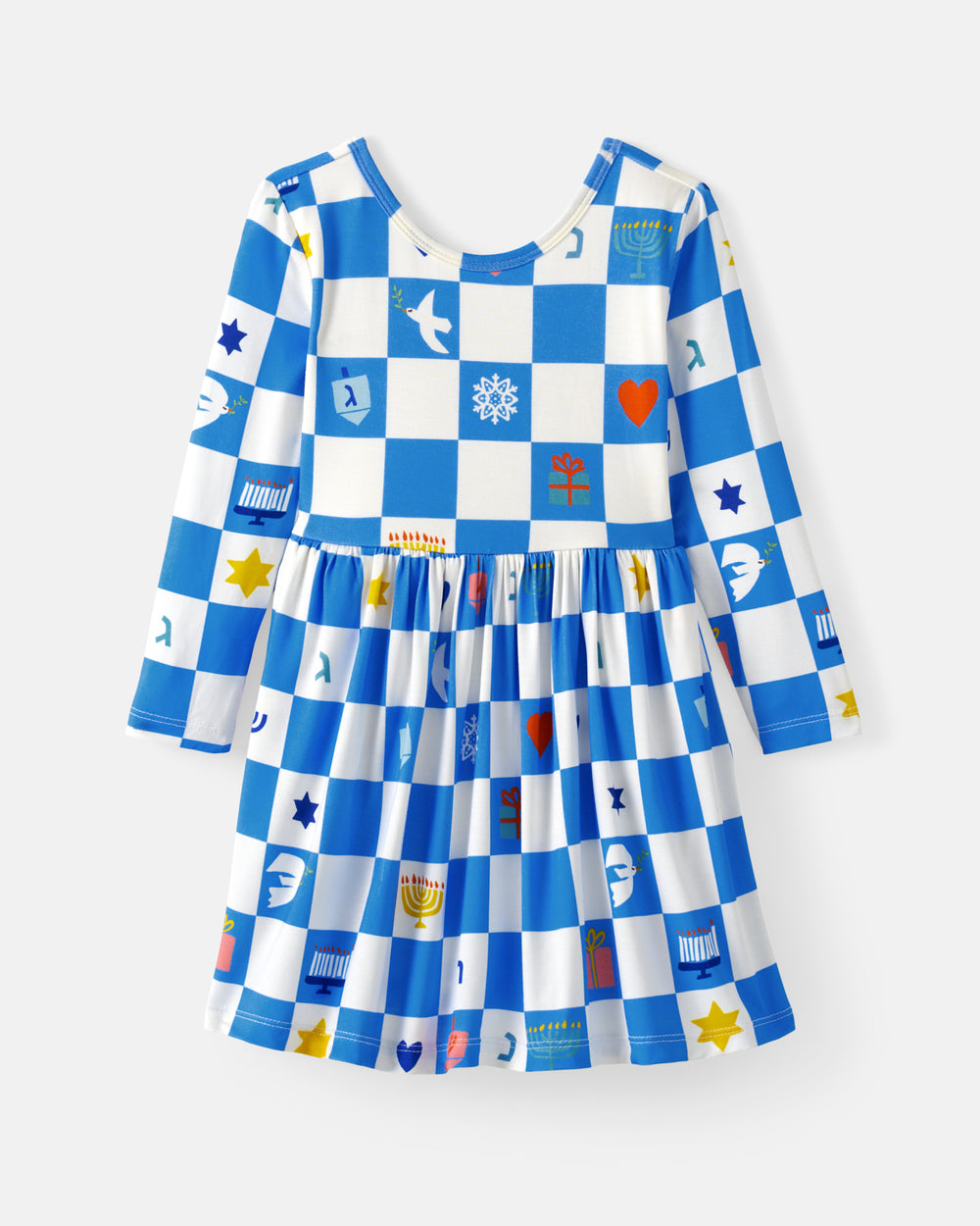 Flat lay of the Hanukkah Checks Skater Dress