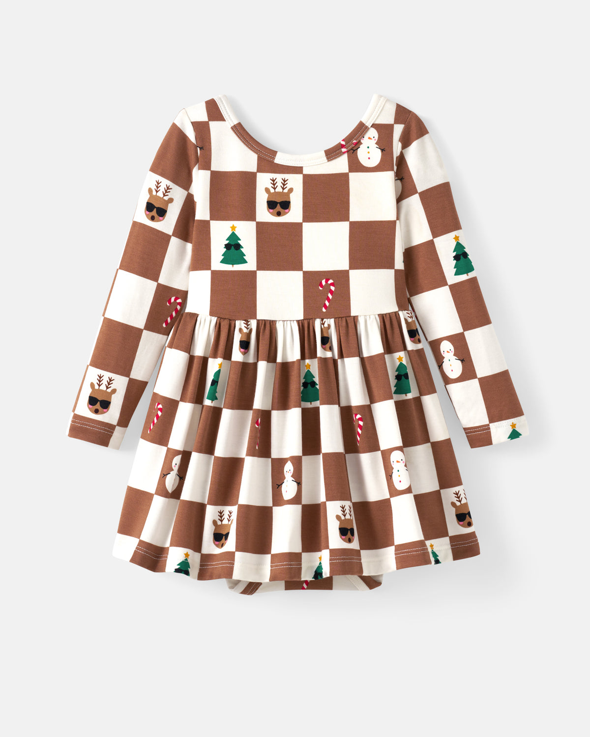 Flat lay of the Holiday Checks Skater Dress with Bodysuit