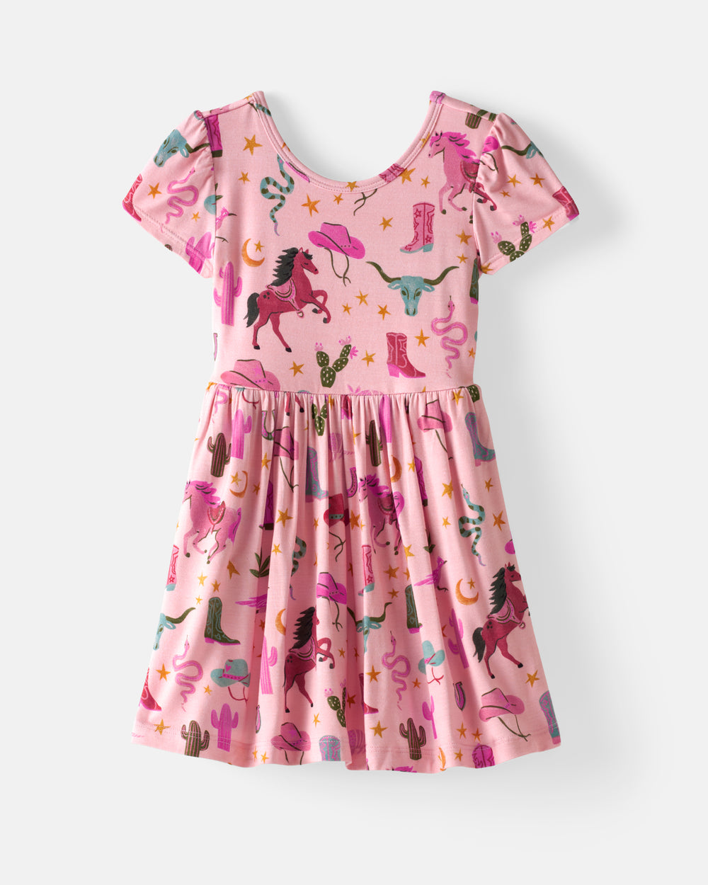 Flat lay of the Pink Rancher Roundup Skater Dress