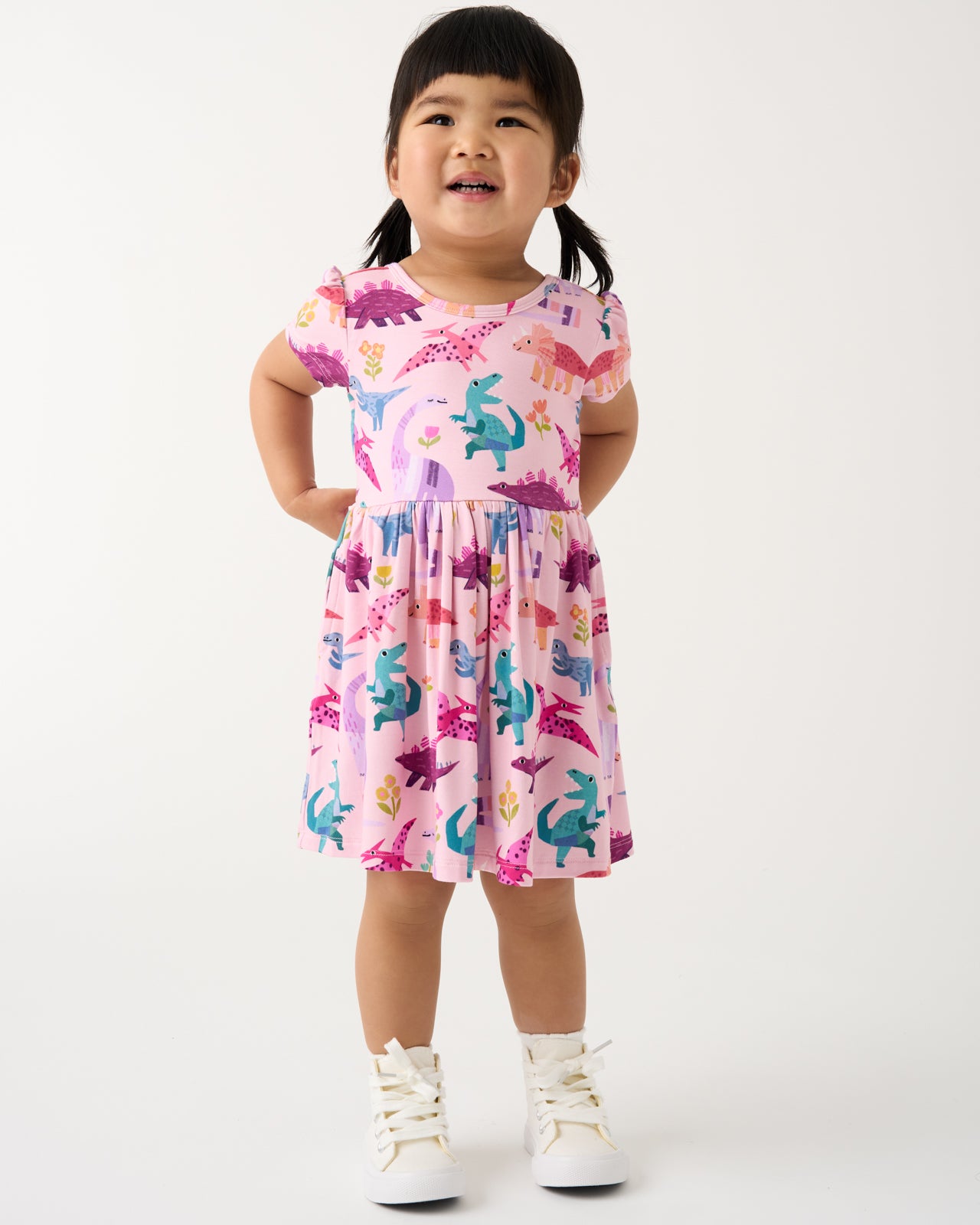Girl wearing the Roar & Explore Skater Dress