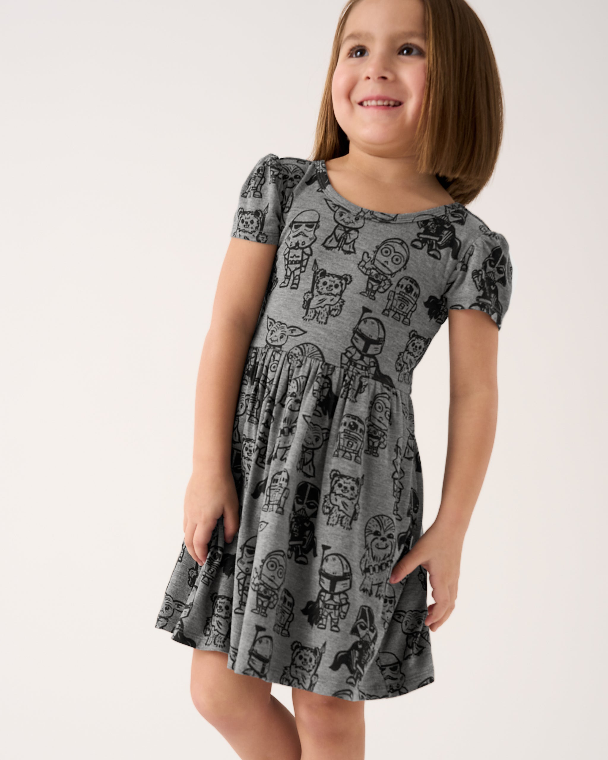 Girl wearing the Star Wars Far, Far, Away Friends Skater Dress