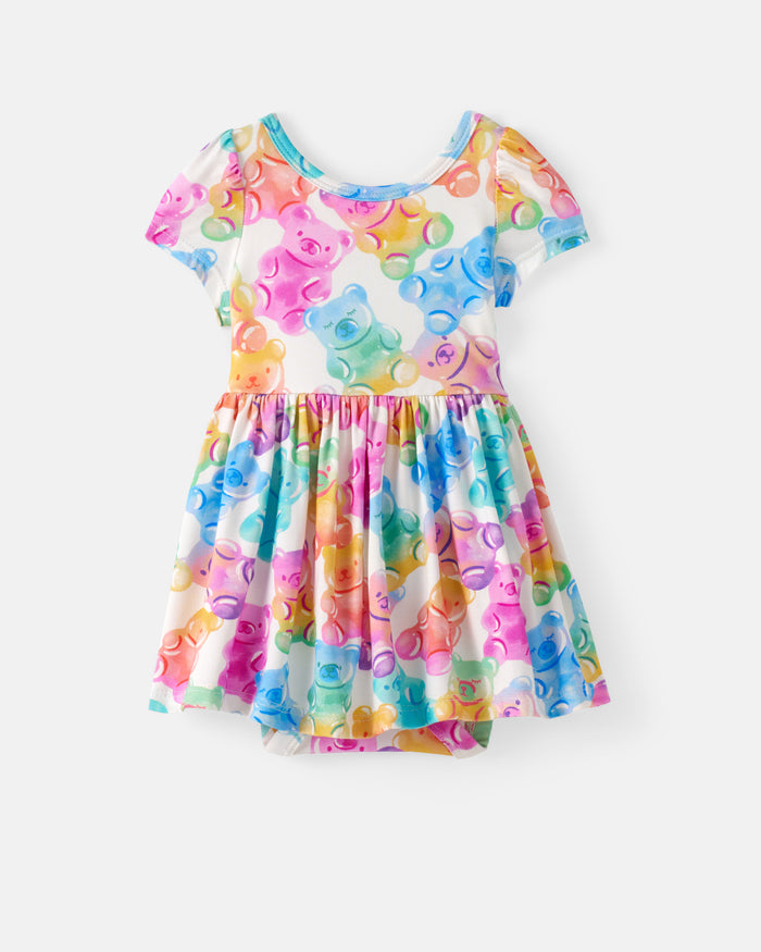 Flat lay of the Gummy Giggles Skater Dress with Bodysuit