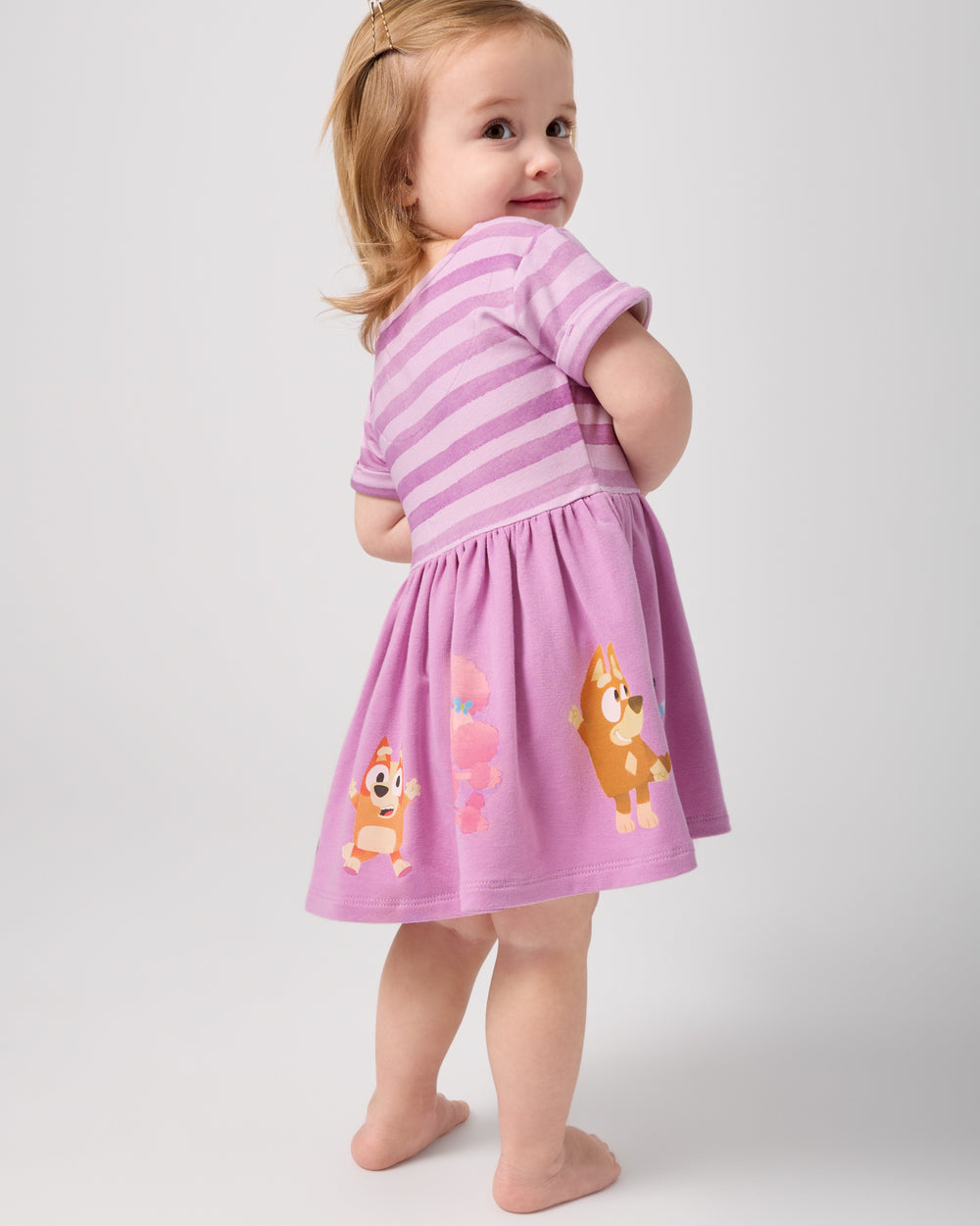 Back view of girl wearing the Bluey Friends Forever Dress with Bloomer