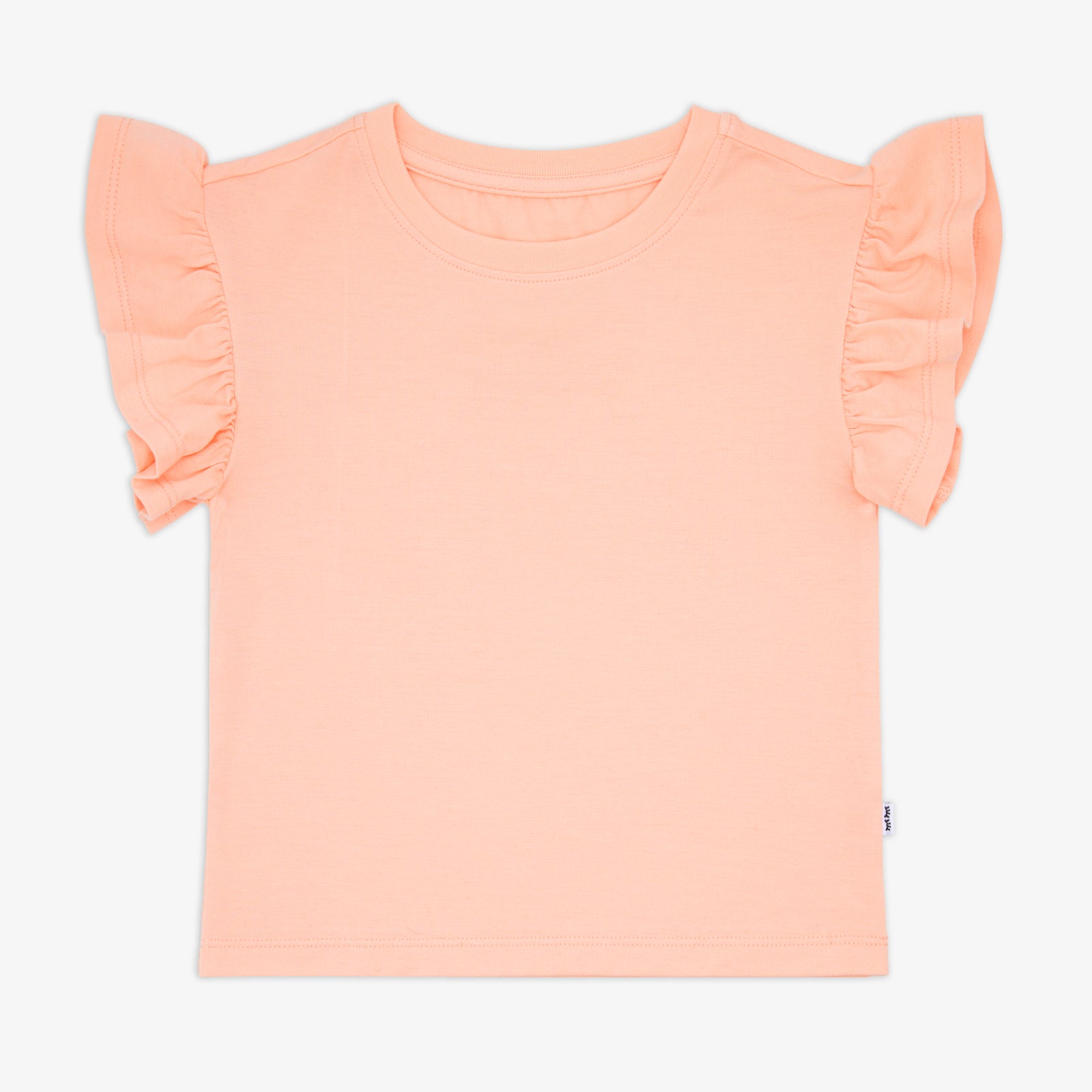 Flat lay of the Peach Sorbet Ruffle Tee