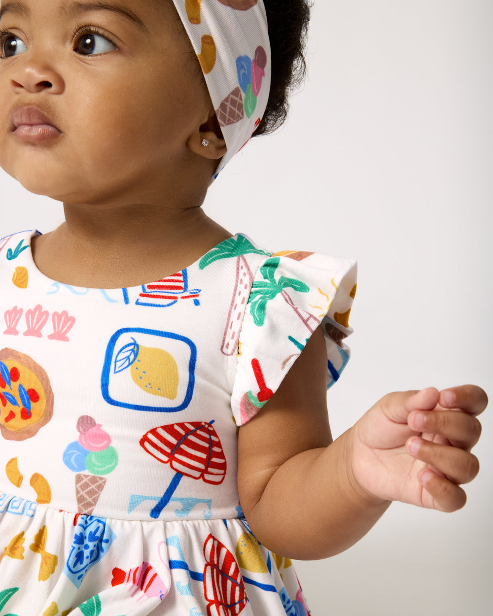 Close up of the sleeve detail on the Ciao Bella Twirl Dress with Bodysuit
