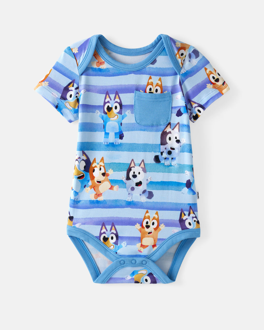 Flat lay of the Bluey Dance All Day Pocket Bodysuit