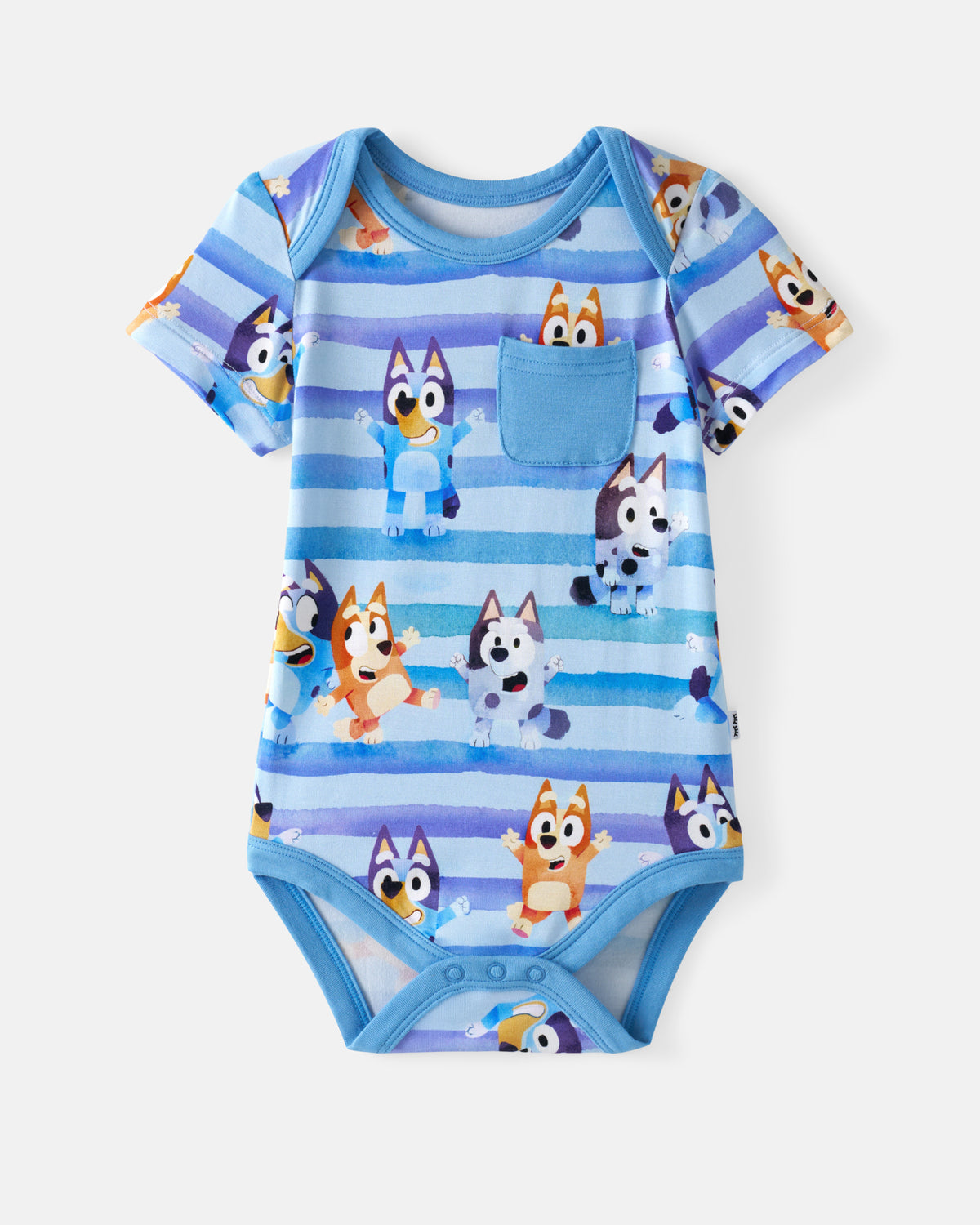 Flat lay of the Bluey Dance All Day Pocket Bodysuit