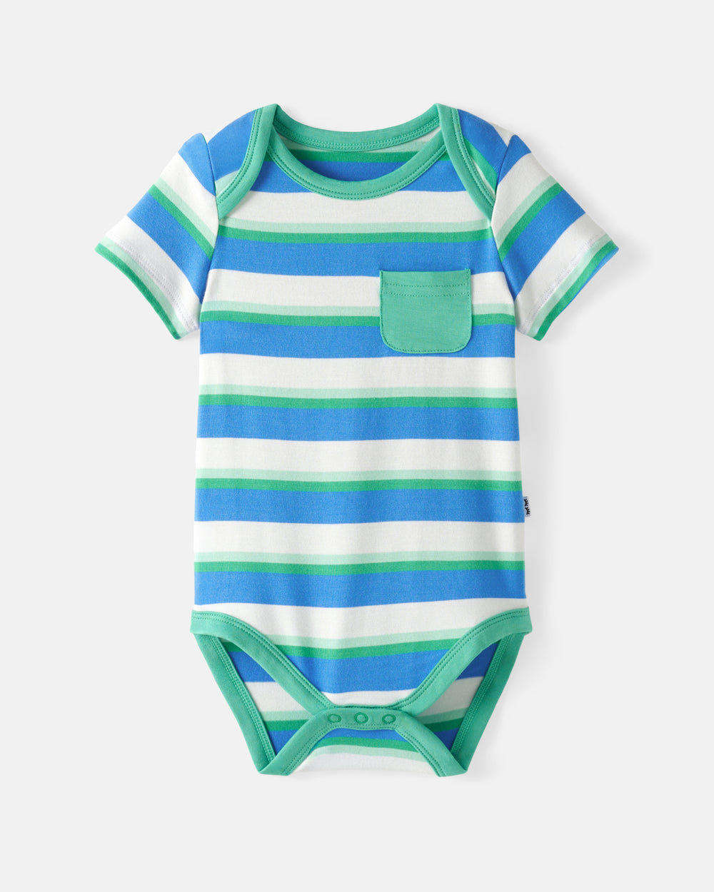 Flat lay of the Blue Bolt Stripes Pocket Bodysuit