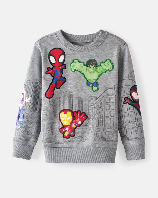 Flat lay of the Spidey & Friends Mighty City Heroes Crewneck Sweatshirt