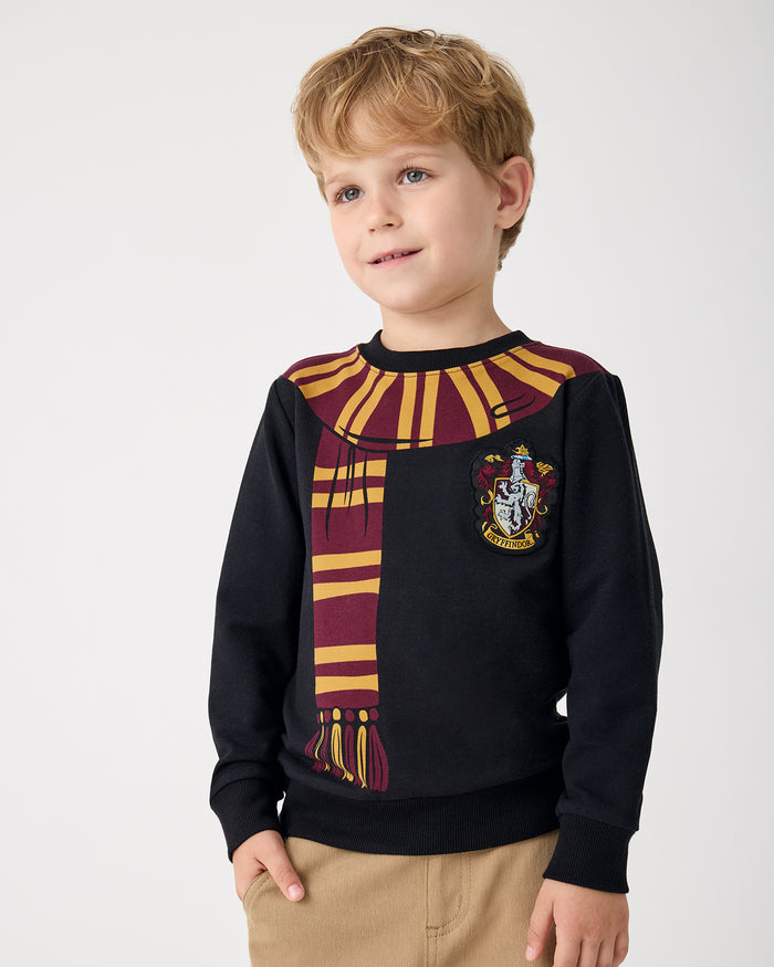 Close up of boy wearing the Harry Potter™ Gryffindor Crewneck Sweatshirt