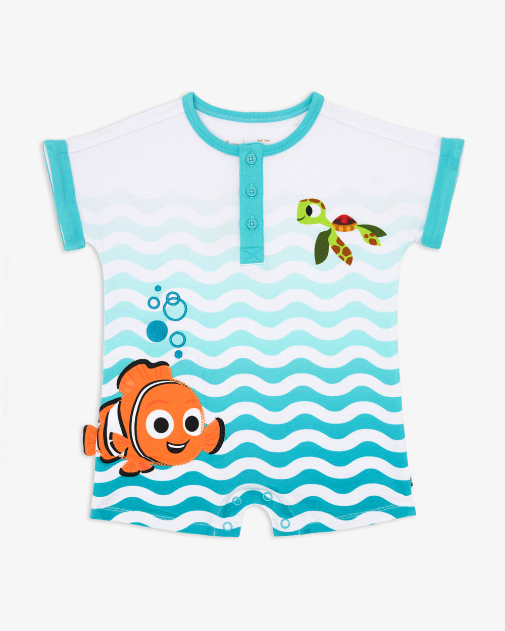 Flat lay of the Disney Nemo Dolman Henley Romper