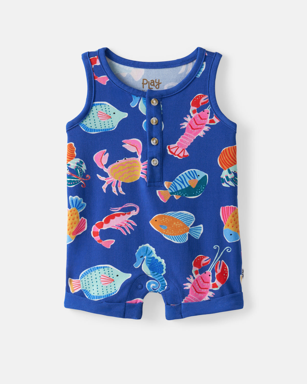 Flat lay of the Tidepool Party Henley Romper