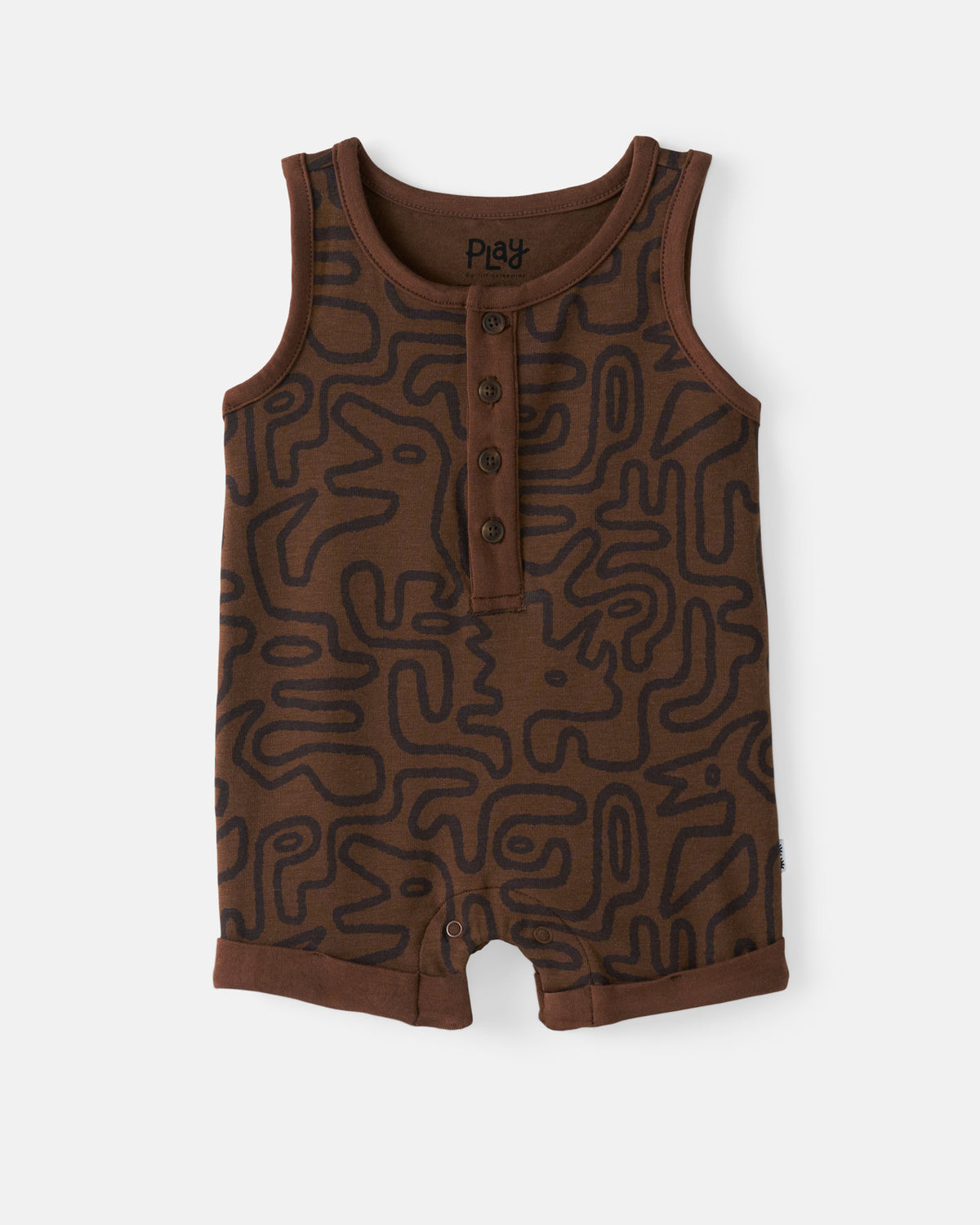 Flat lay of the Dino Maze Henley Romper