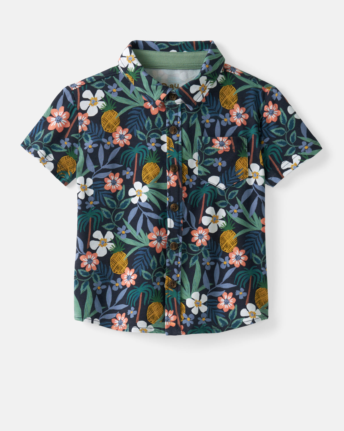Flat lay of the Tropical Garden Button Down Polo