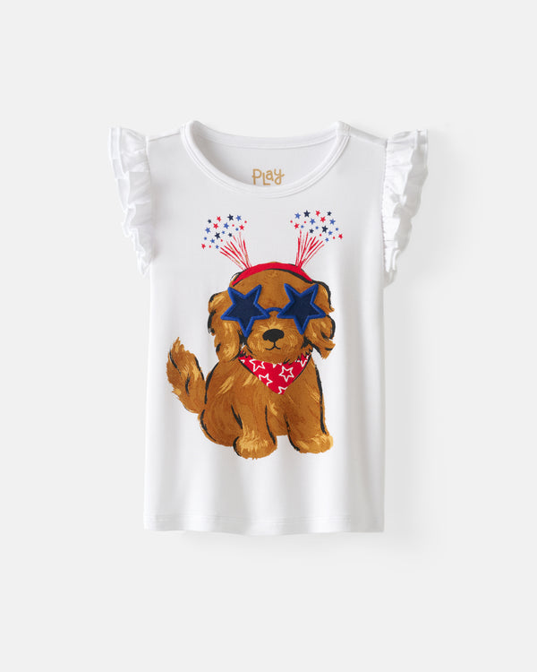 Flat lay of the Star Spangled Pup Flutter Tee