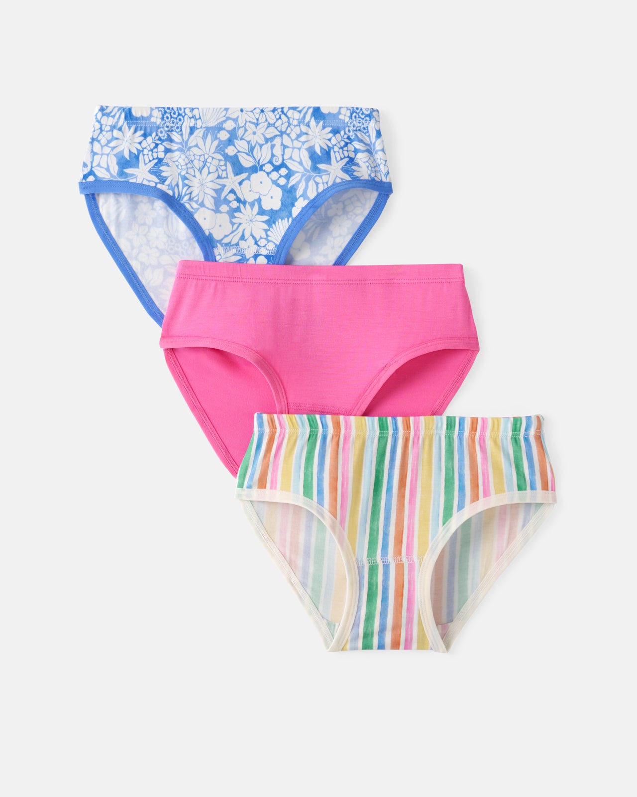 Flat lay of the Azure Garden 3 Pack Girl's Brief Underwear