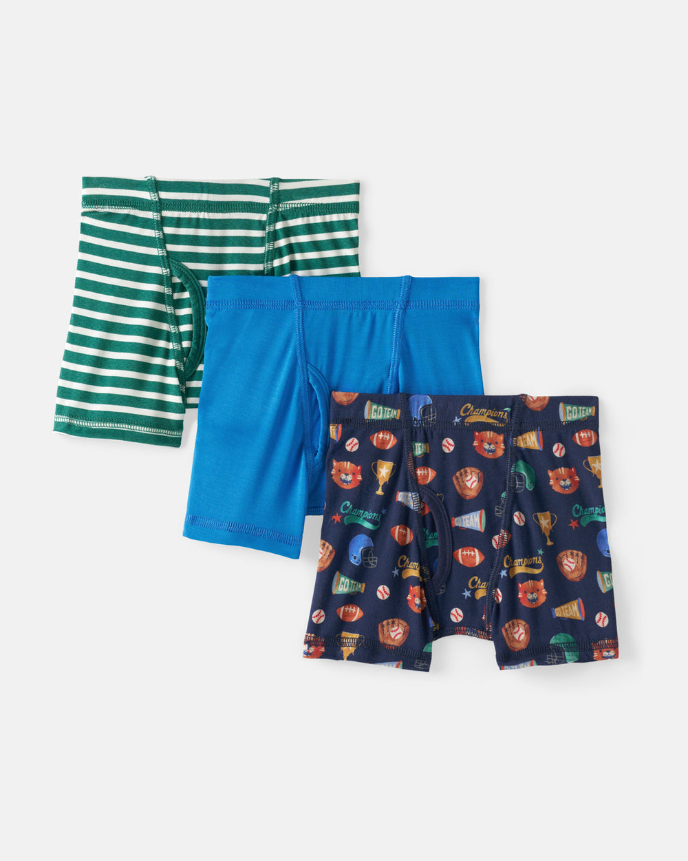 Flat lay of the Team Spirit 3 Pack Boy's Boxer Brief Underwear