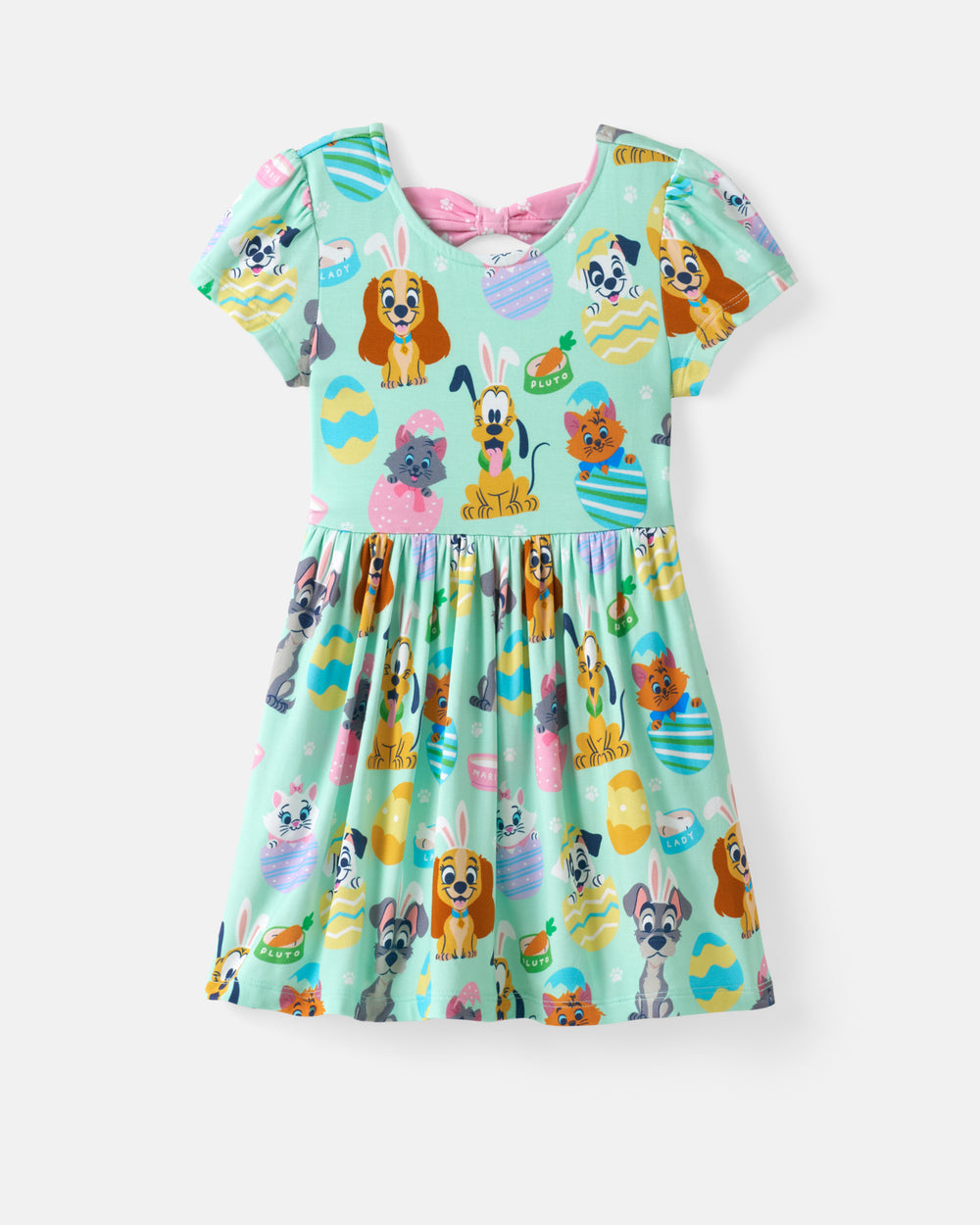 Flat lay of the front of the Disney Peekaboo Pets Bow Back Skater Dress