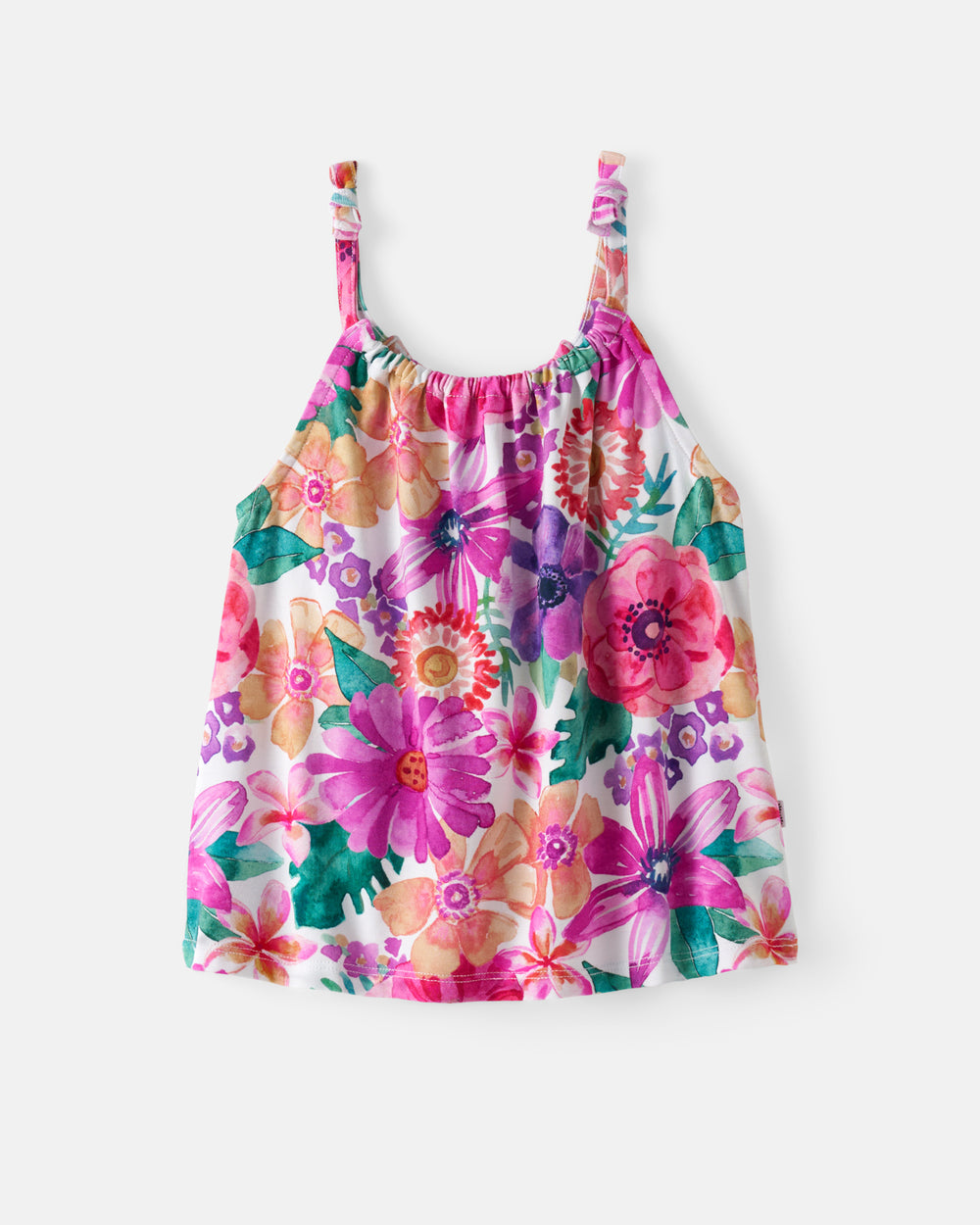 Flat lay of the Hibiscus Blooms Bow Strap Tank