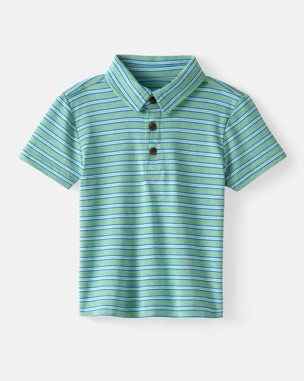 Flat lay of the Fresh Green Heather Stripes Polo Shirt