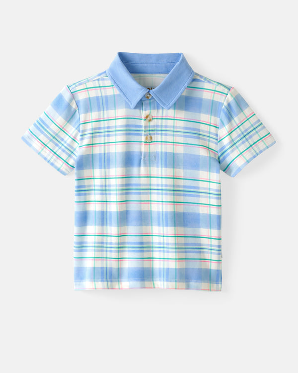 Flat lay of the Springtime Plaid Polo Shirt
