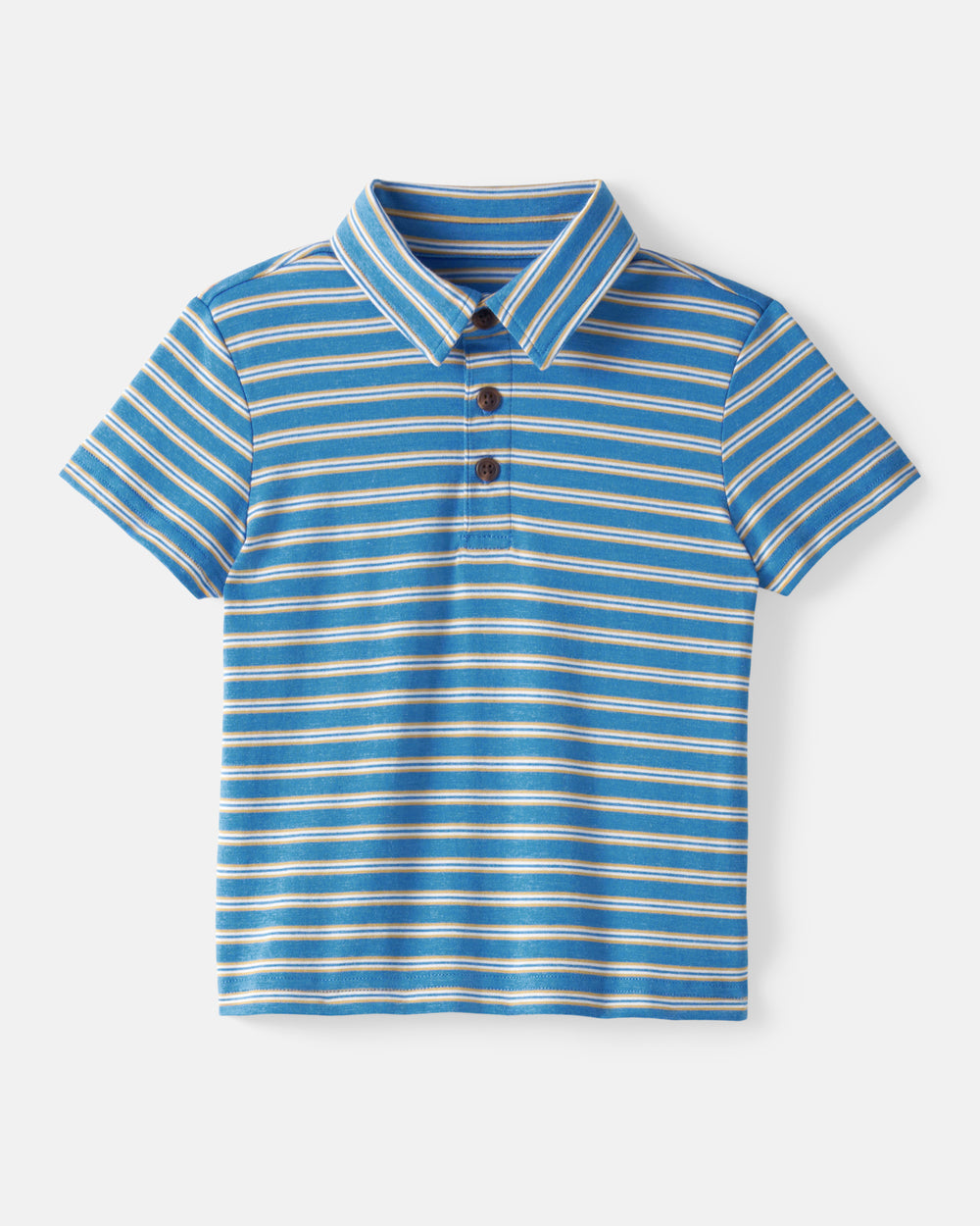Flat lay of the Jay Blue Heather Stripes Polo Shirt