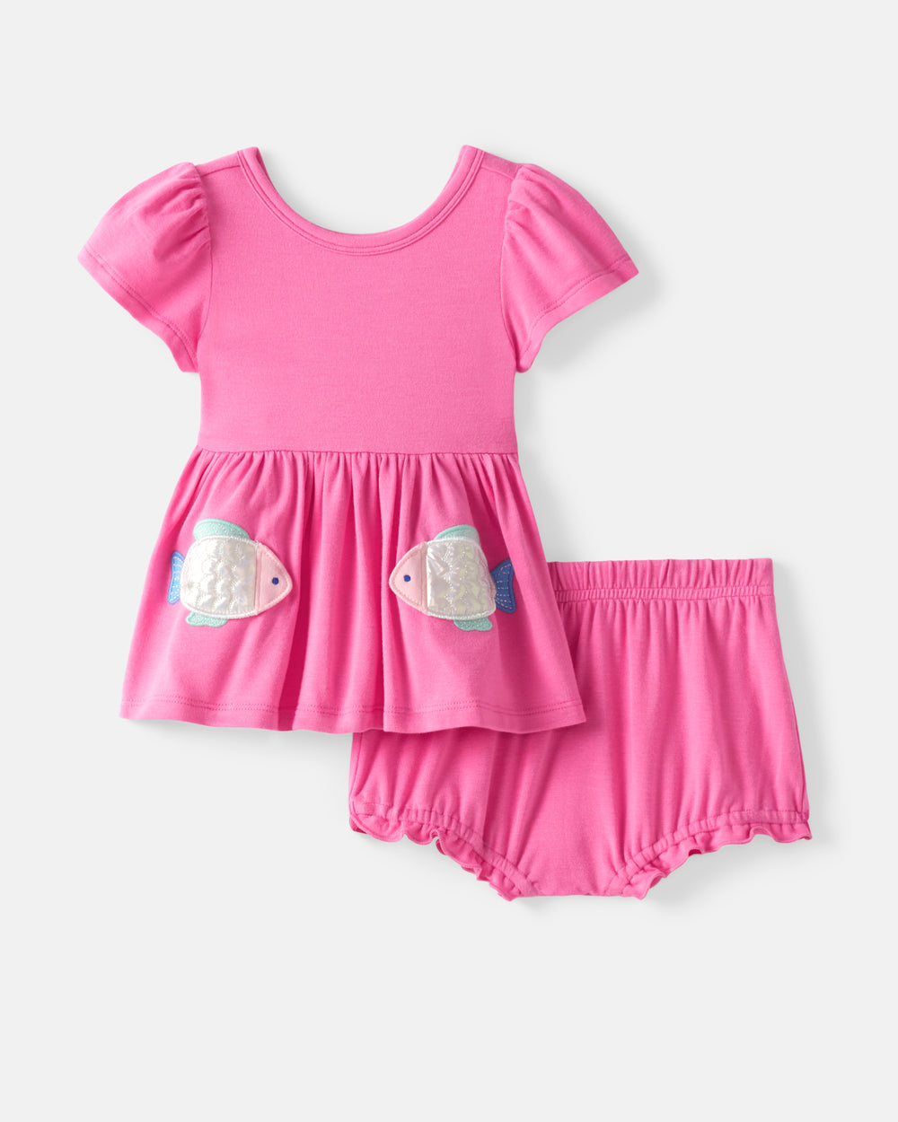 Flat lay of the Sparkling Scales Empire Tunic Top with Bloomer