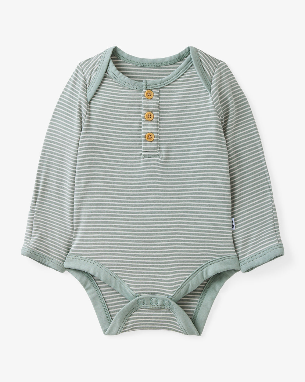 Flat lay of the Willow Stripe Henley Bodysuit