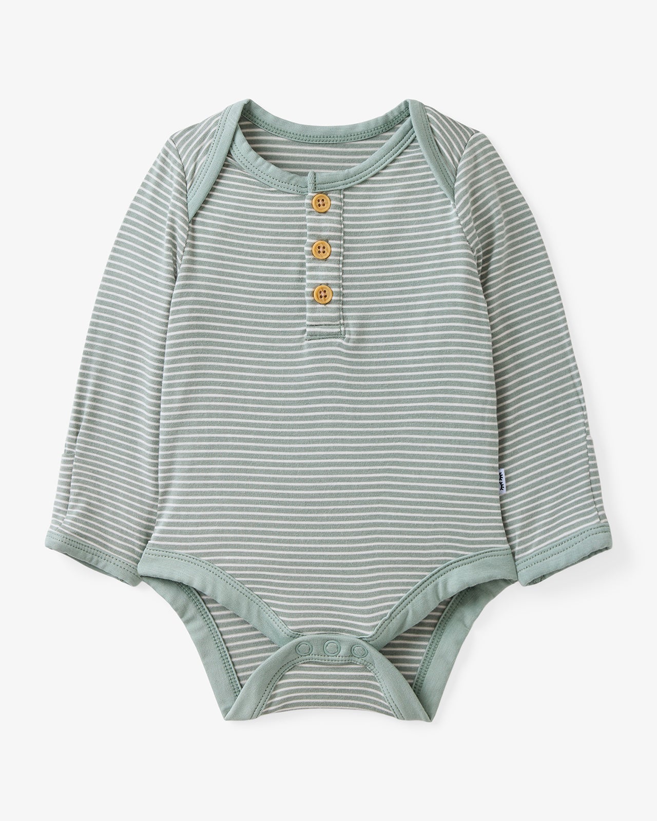 Flat lay of the Willow Stripe Henley Bodysuit