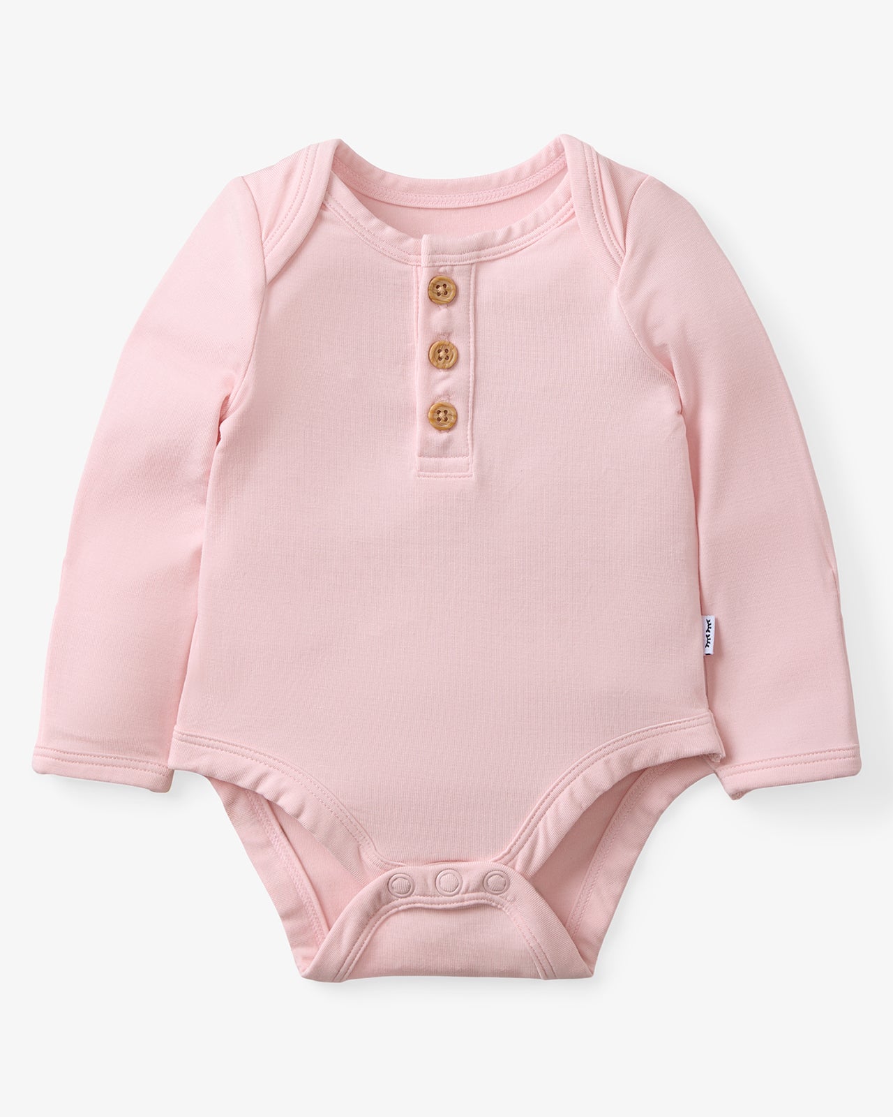 Flat lay of the Prima Pink Henley Bodysuit