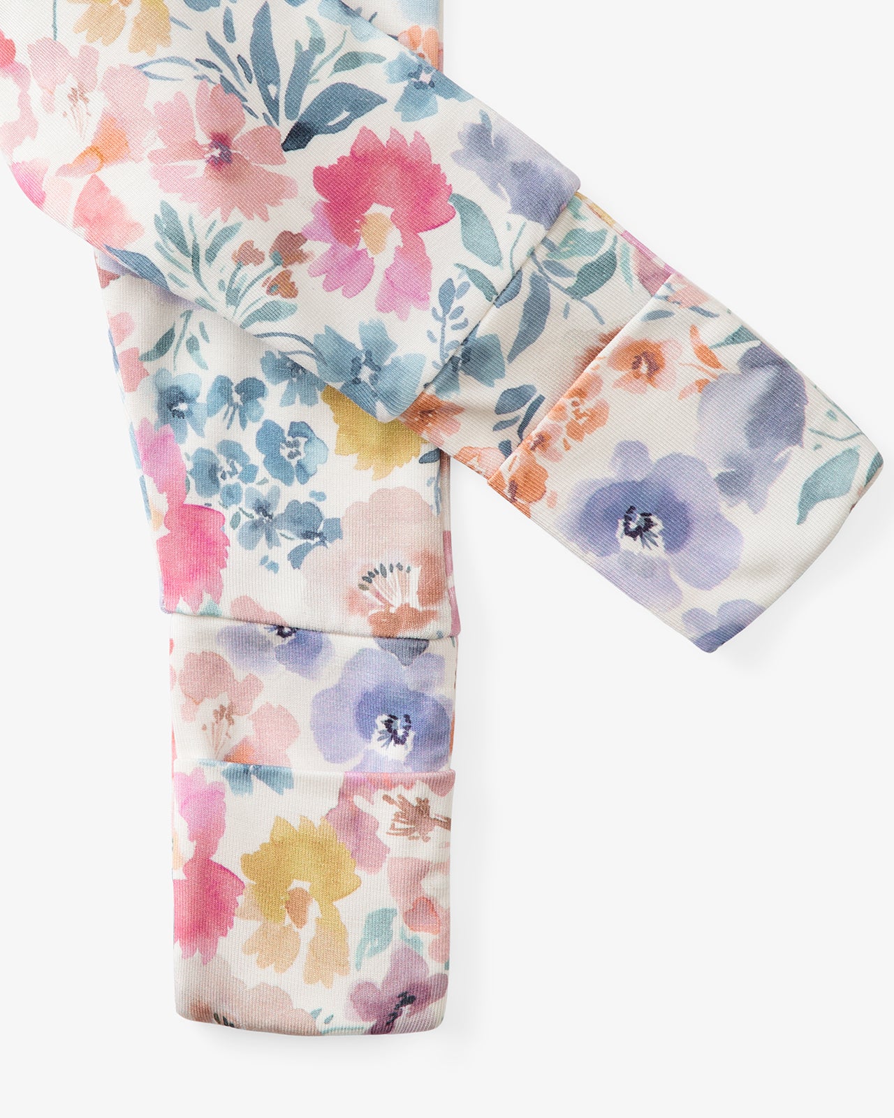 Close up flat lay of foot fold over feature on the Tiny Blooms Fold-Over Legging