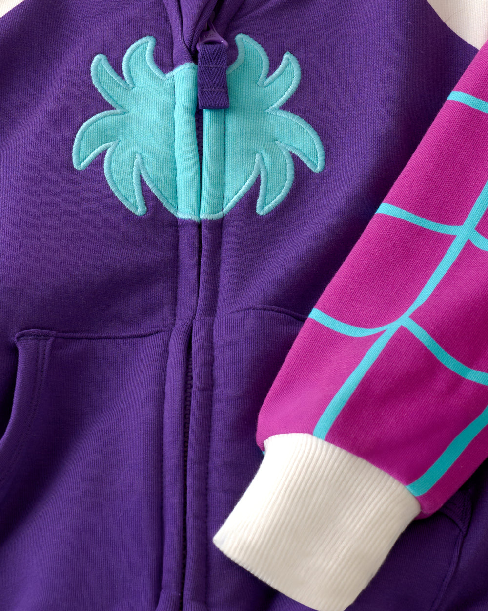 Close up flat lay of the Ghost Spidey Zip Hoodie