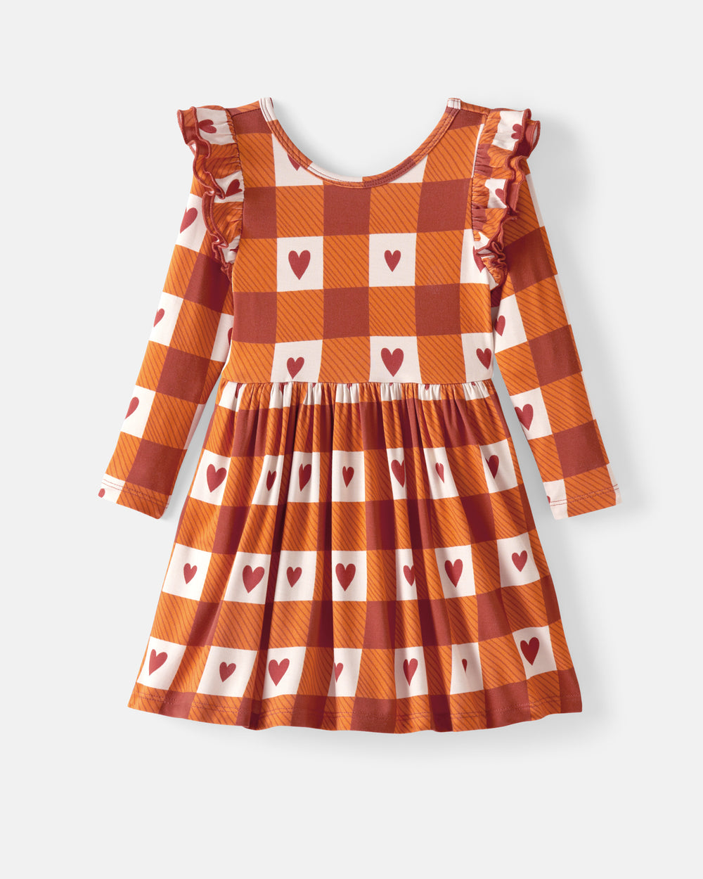 Flat lay of the Harvest Hearts Flutter Skater Dress