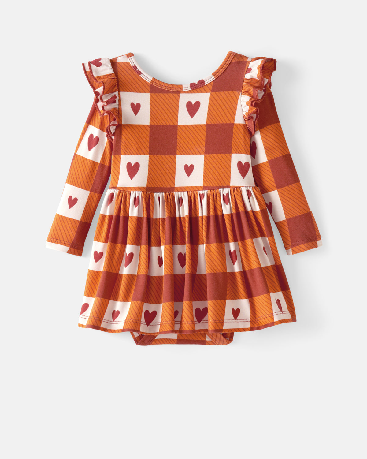 Flat lay of the Harvest Hearts Flutter Skater Dress with Bodysuit