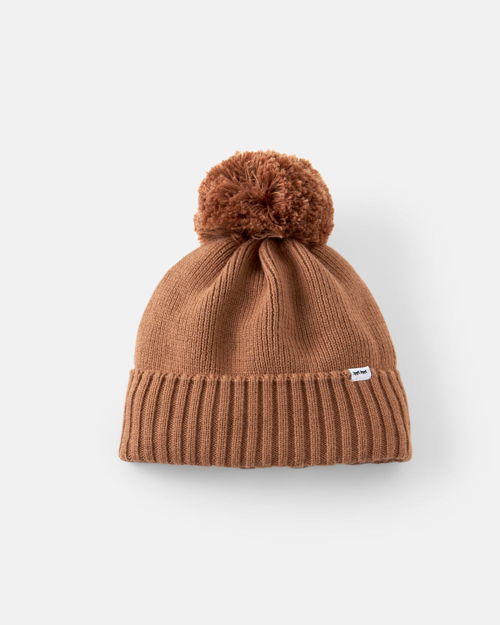 Flat lay of the Chestnut Brown Sweater Beanie Hat