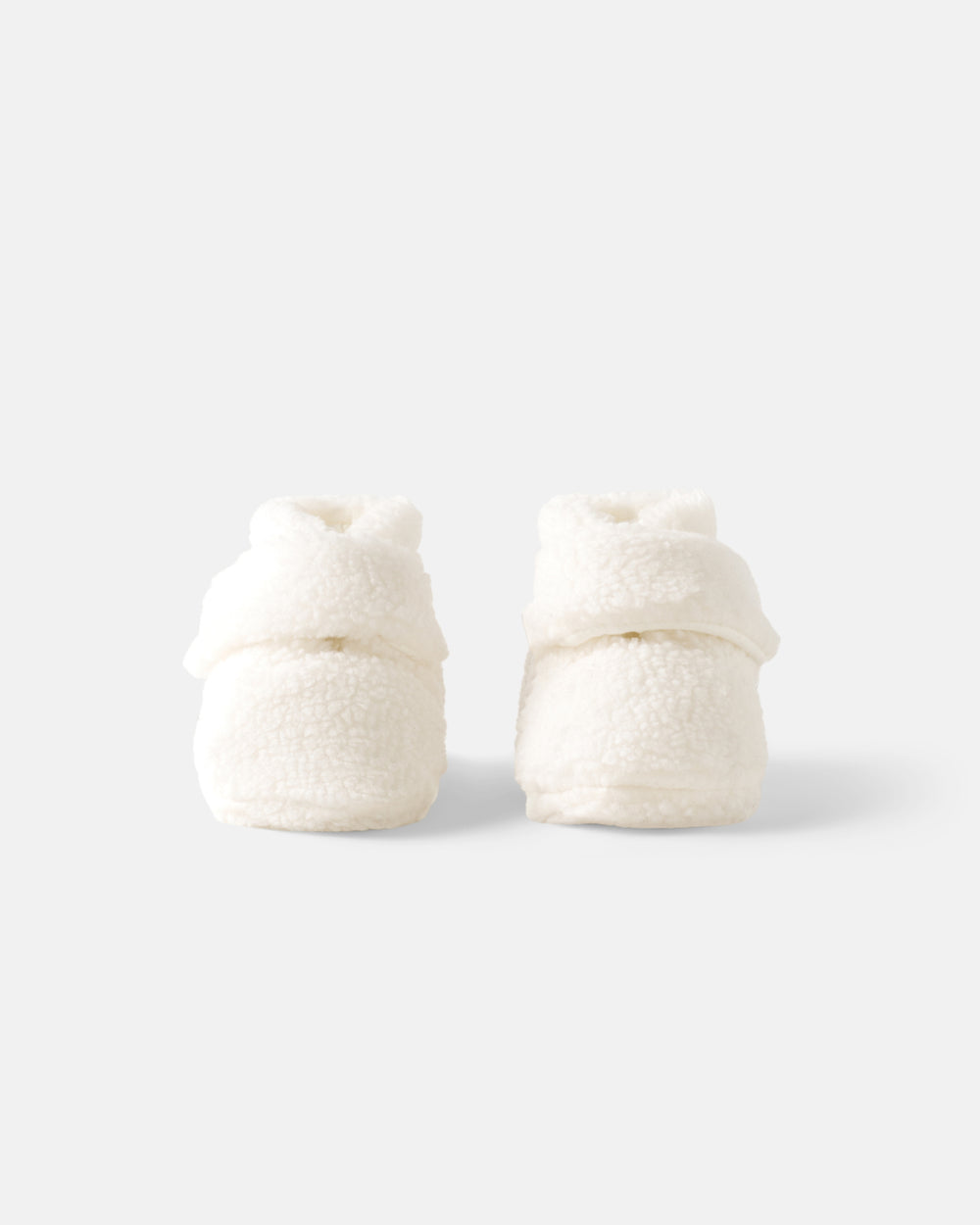 Front view of the Soft White Sherpa Crossover Booties