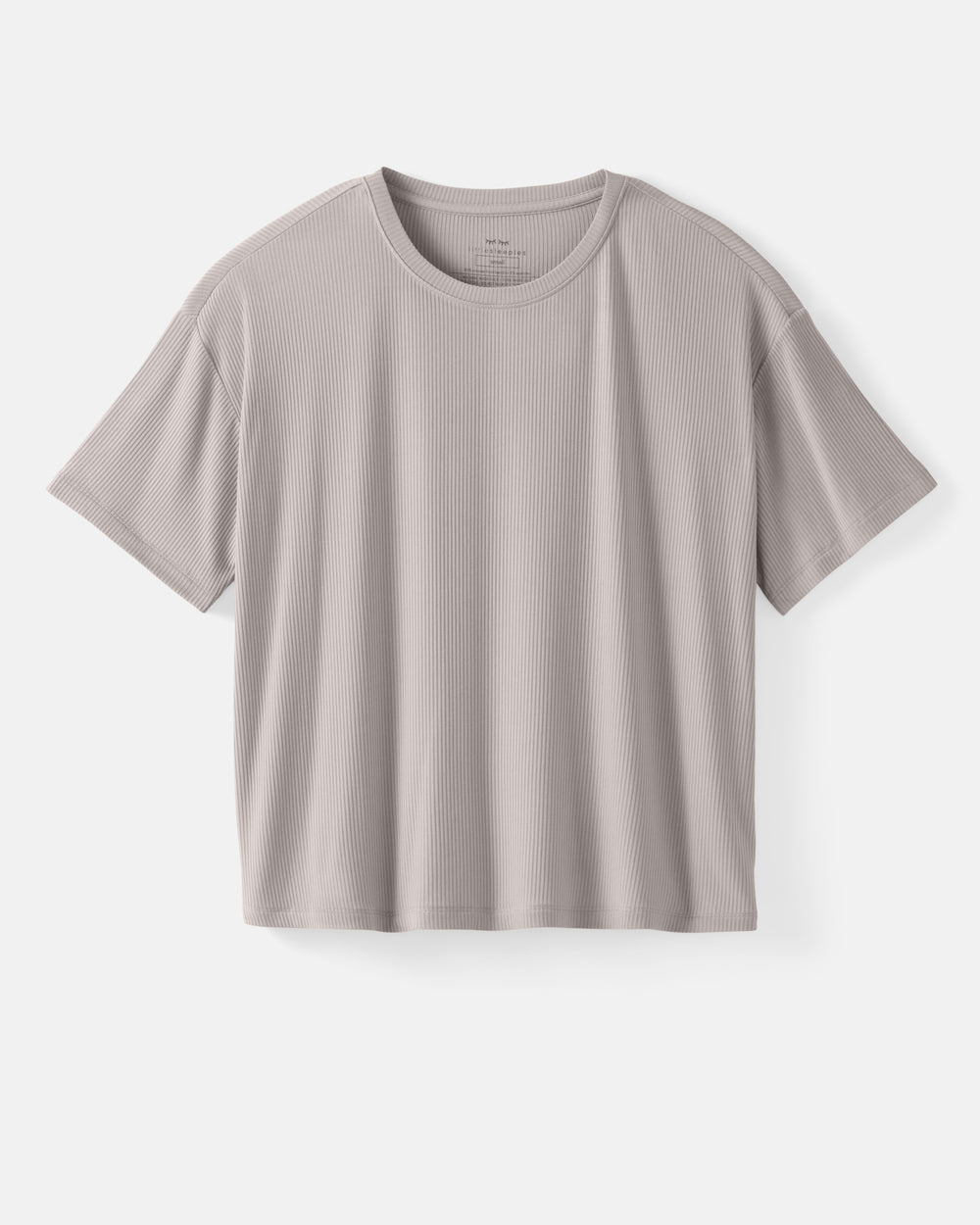 Flat lay of the Dove Gray Women's Ribbed Boxy Tee
