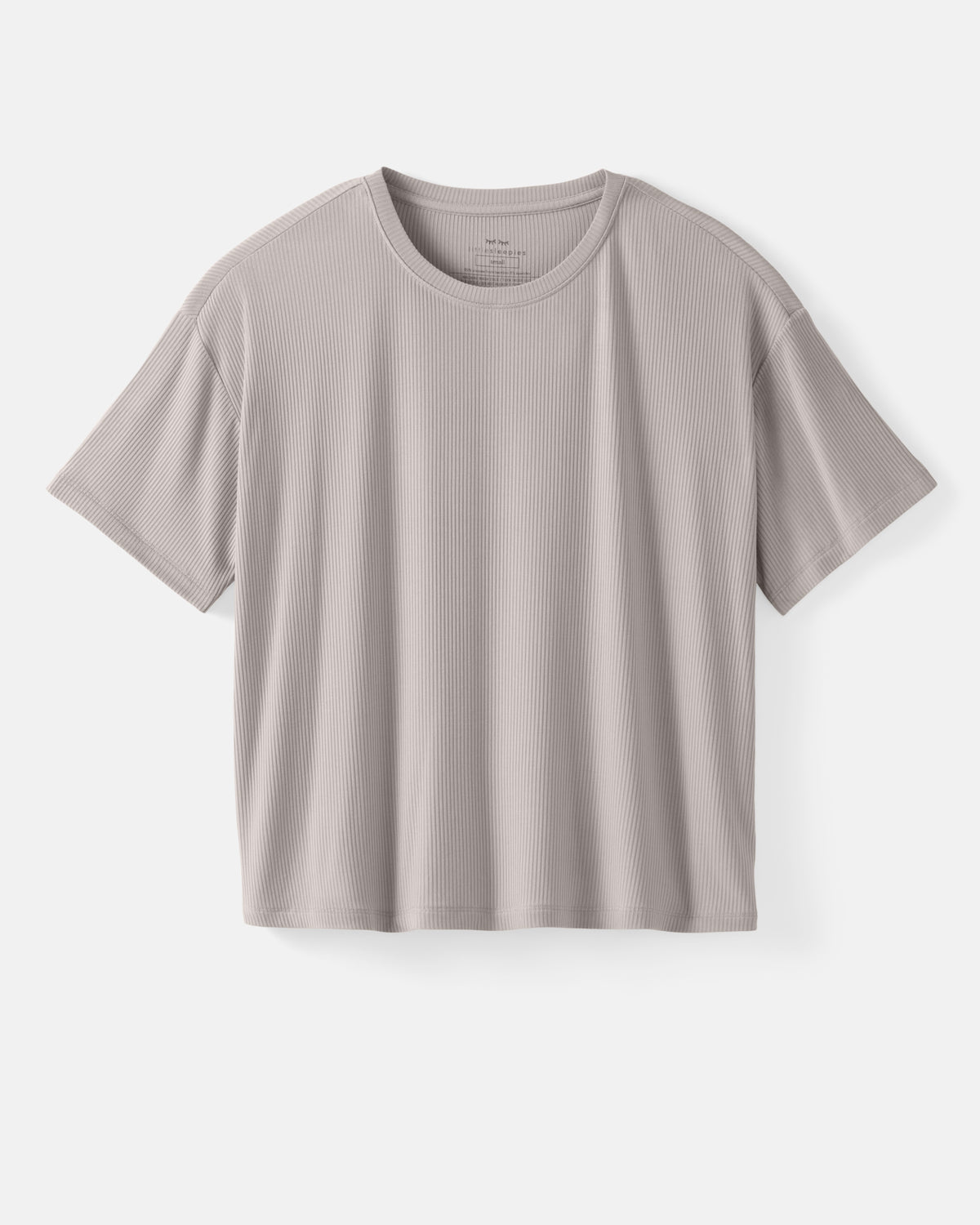 Flat lay of the Dove Gray Women's Ribbed Boxy Tee