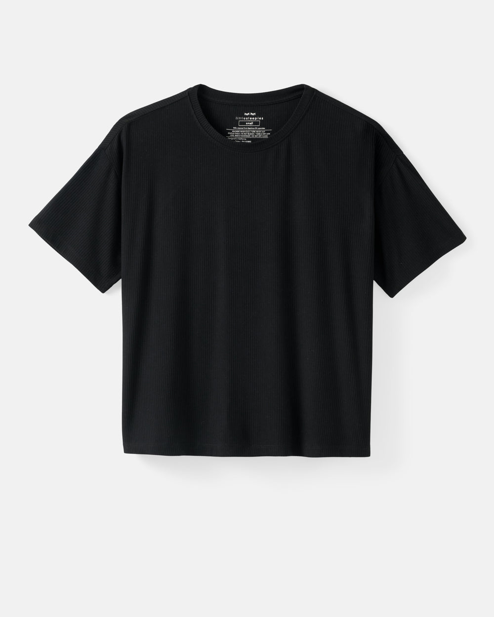 Flat lay of the Black Women's Ribbed Boxy Tee